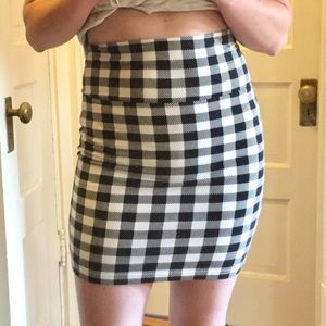 Black & White Plaid Skirt